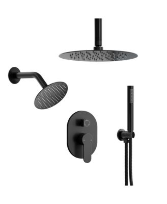 Ceiling Mount High-Pressure Rainfall Shower Faucet Dual Showerheads System with Rough-in Valve Handheld Shower