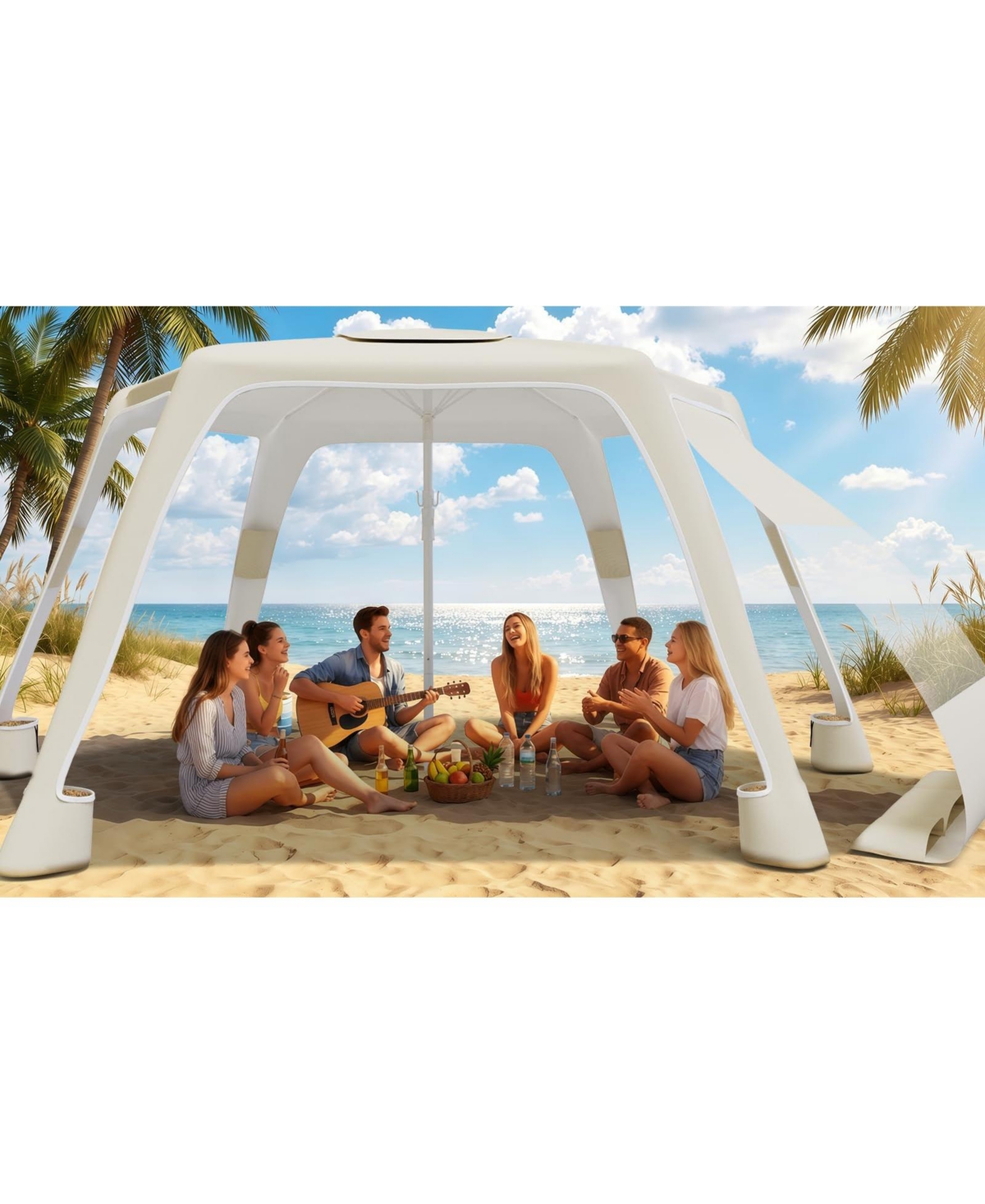 Aofar Beach Cabana 6-Corner UPF50+ Adjustable Sun Shelter camping