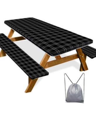 Waterproof Windproof Picnic Table and Bench Cover Set with Storage Bag