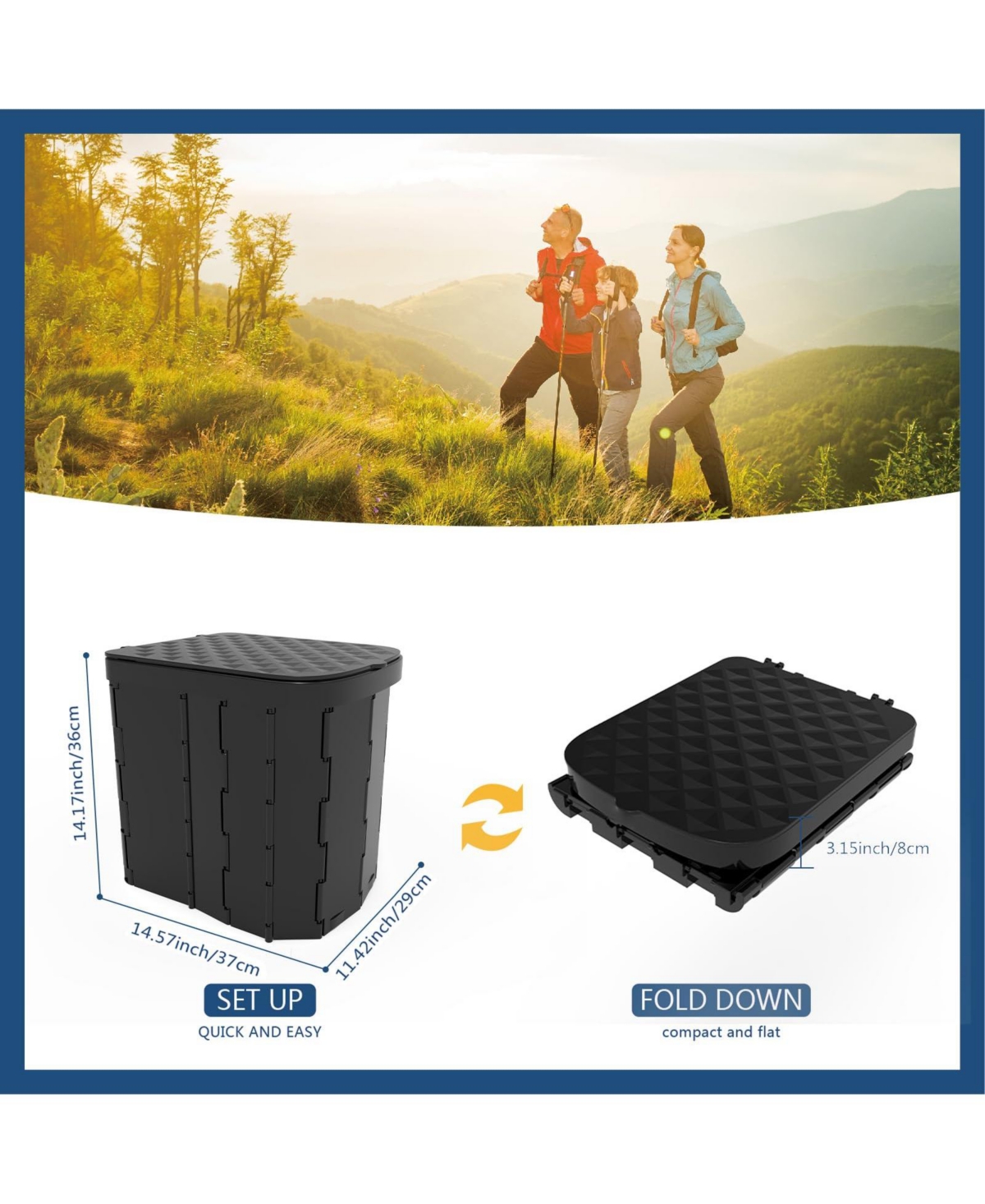 Piscifun Folding Portable Camping Toilet Extra Large Comfortable For Adults Kids Travel Potty