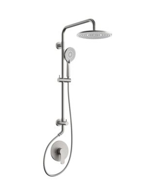 Wall Mount Pressure-Balanced Shower System 10" Rainfall Shower Head with Slider Bar Handheld Spray