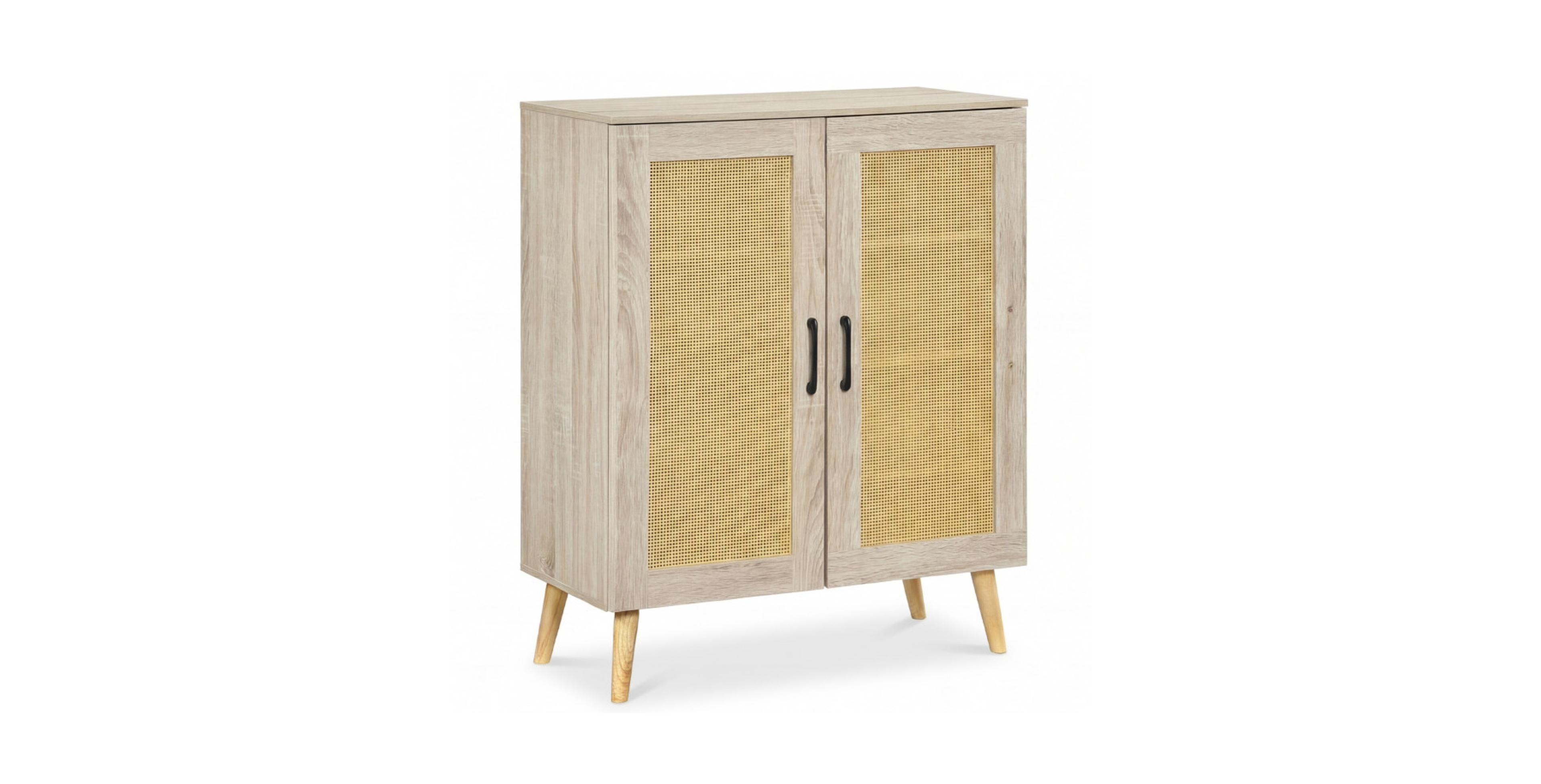 Sugift 5-Tier Rattan Shoe Cabinet with 3 Removable Shelves and 2 Doors