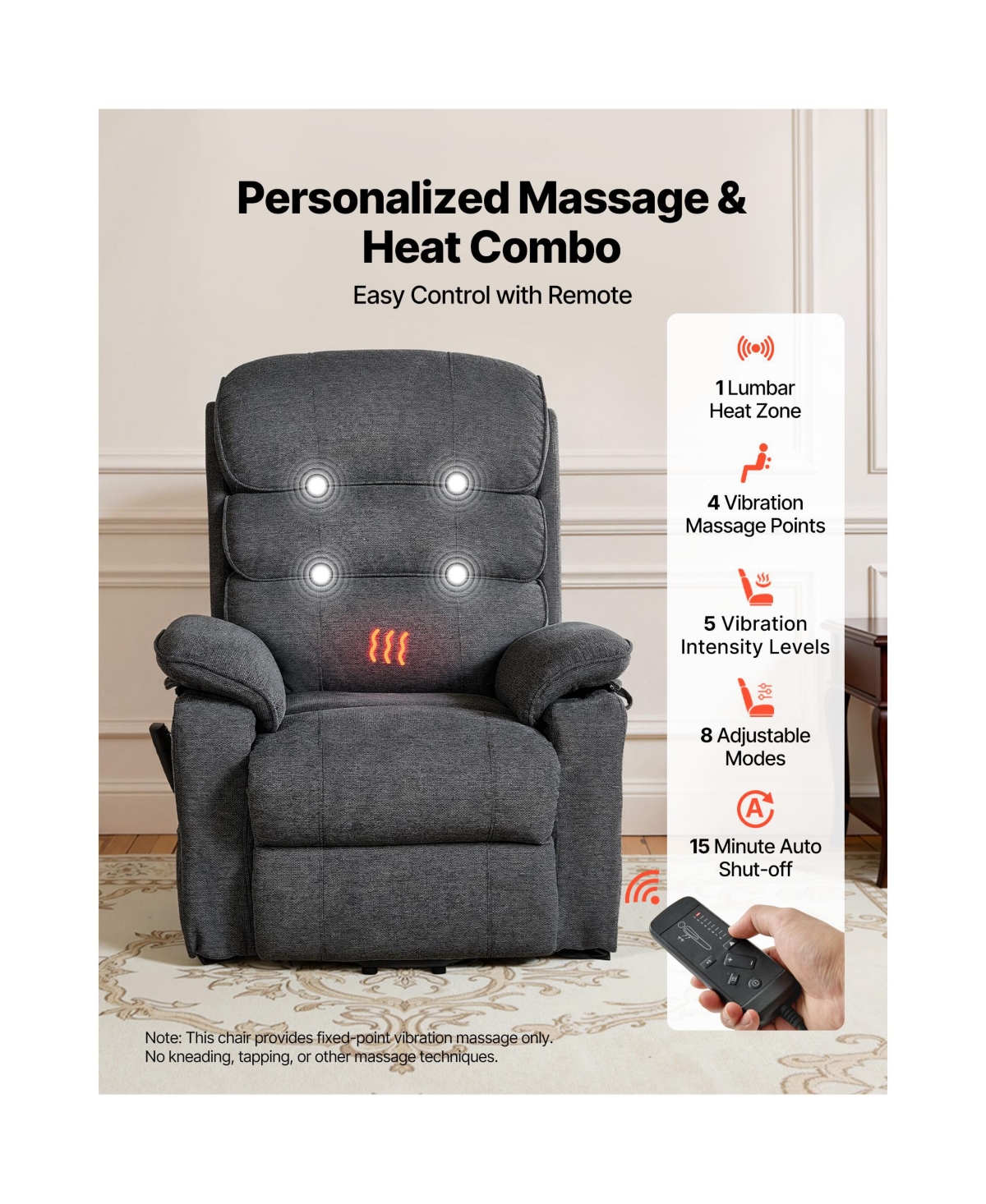 Sugift Dual Motor Power Lift Recliner Chair with Heat Massage Remote Side Pockets Chenille Fabric