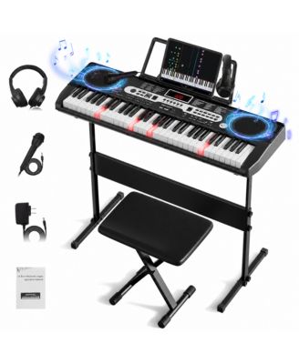 61-Key Lighted Electric Piano Keyboard for Beginners with Stand and Bench, Ages 6+