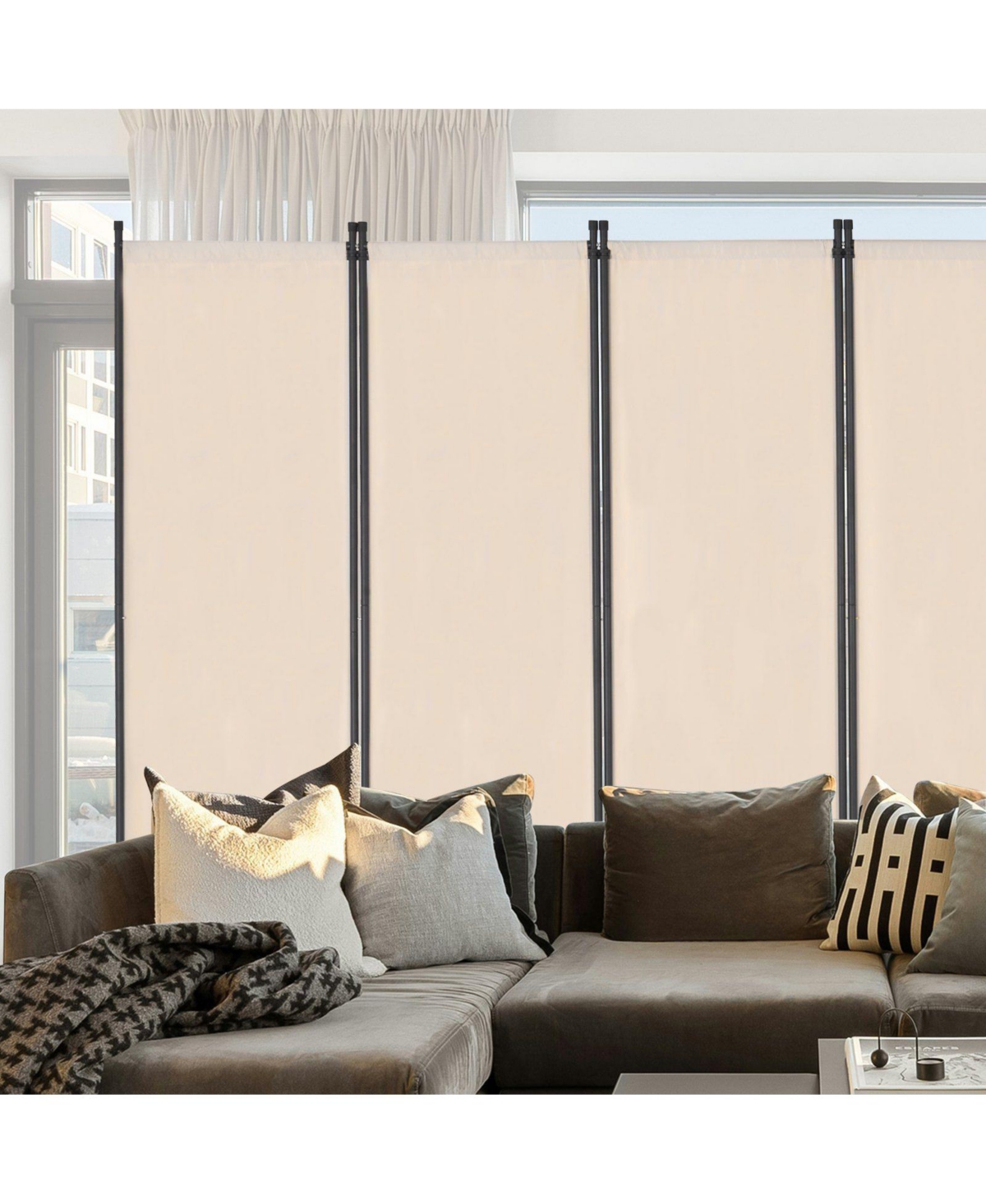 Slickblue Freestanding Folding Room Partition, 6 Panel Privacy Divider for Living Room Bedroom Office