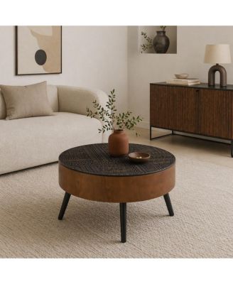 31.5" Round Carved Coffee Table