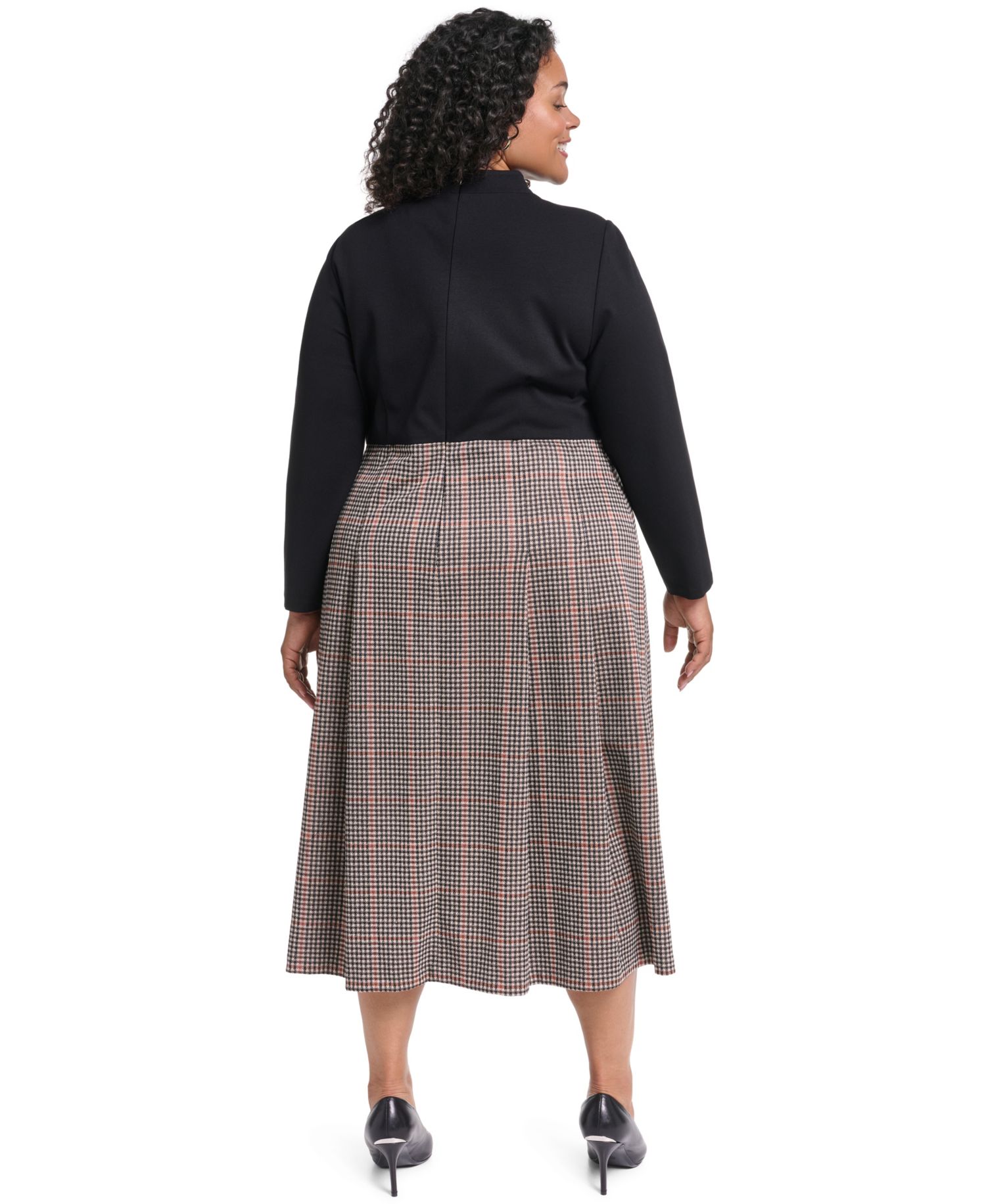 Petite Mock Neck A-Line Twofer Midi Dress