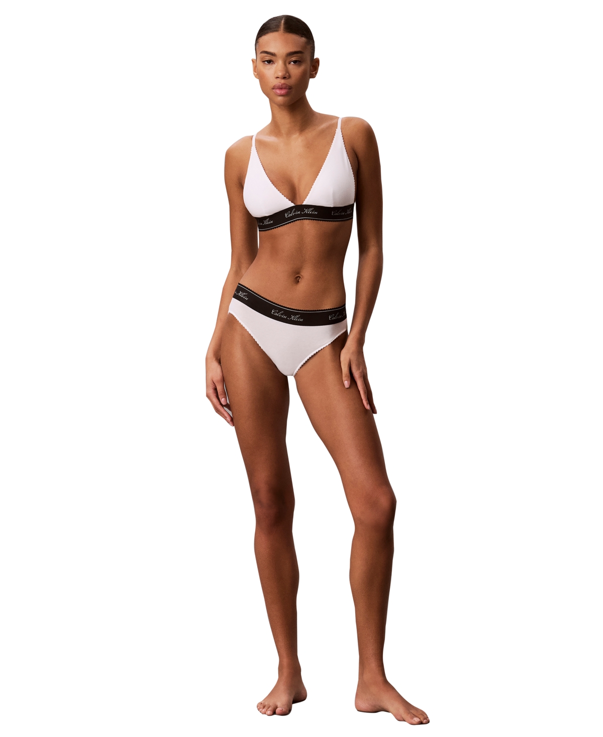 Calvin Klein Icon Cotton-modal Blend Script Bikini, Qf9073 In White