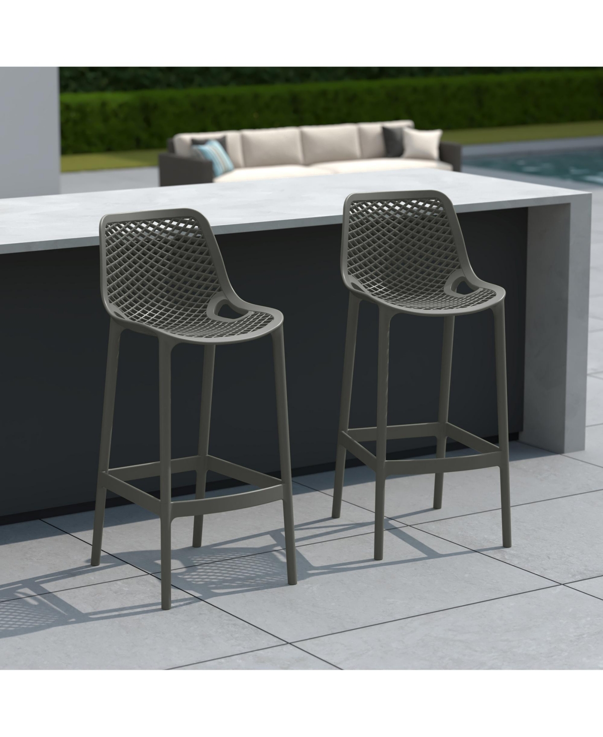 WestinTrends 41.75" Outdoor Modern Polypropylene Plastic Patio Bar Height Stools (Set of 2)