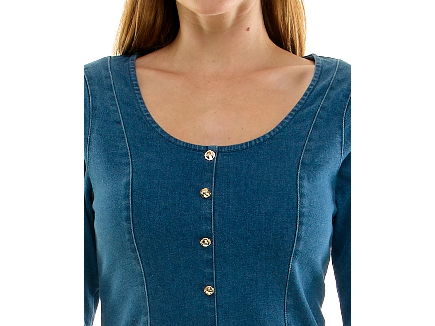 Женское платье RARE Juniors' Denim Long-Sleeve Faux-Fur Trim Mini, цвет: Синий — фото 3