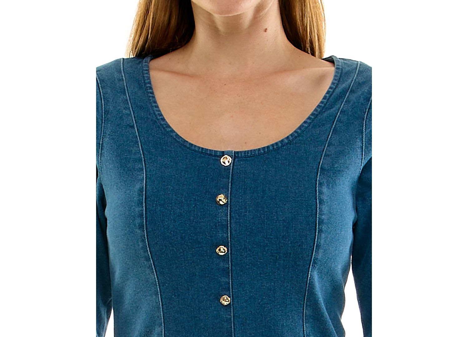 Juniors' Denim Long-Sleeve Faux-Fur Trim Mini Dress