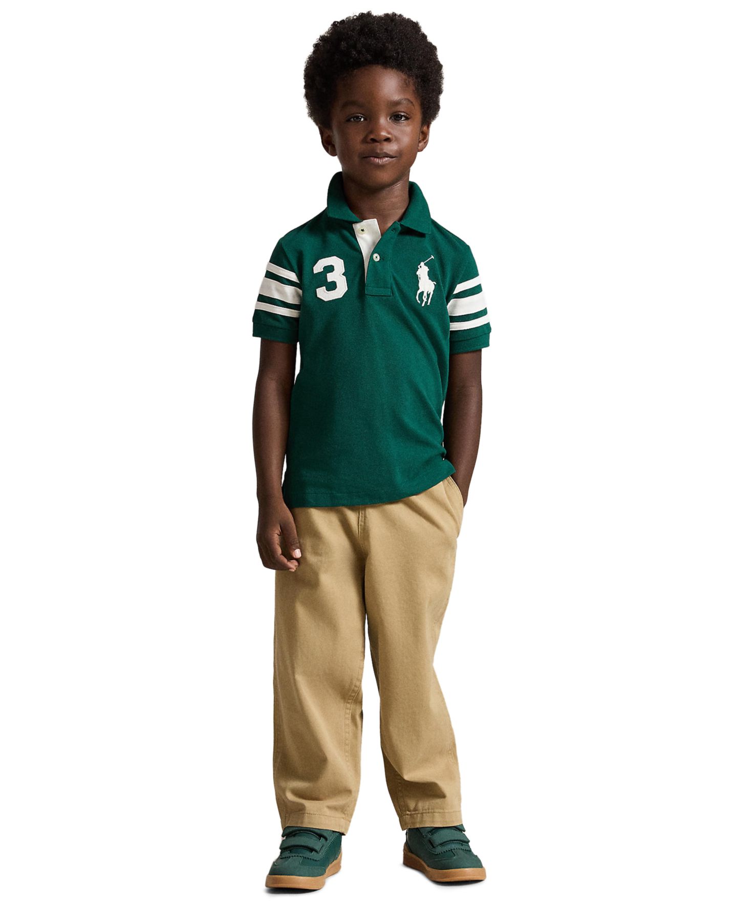 Поло Polo Ralph Lauren Big Pony Cotton Mesh Polo Shirt для мальчиков, цвет: Тёмно-зелёный — фото 2