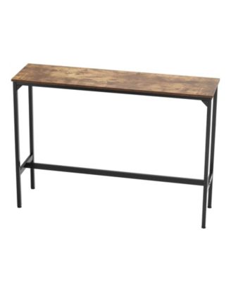 55x15 Inch Rustic Bar Table High Top Counter Desk with Metal Frame