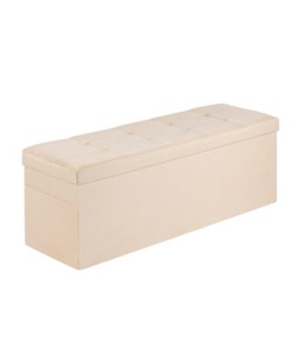 Folding Storage Ottoman Bench with Large Hidden Storage, Linen End of Bed Bench for Home