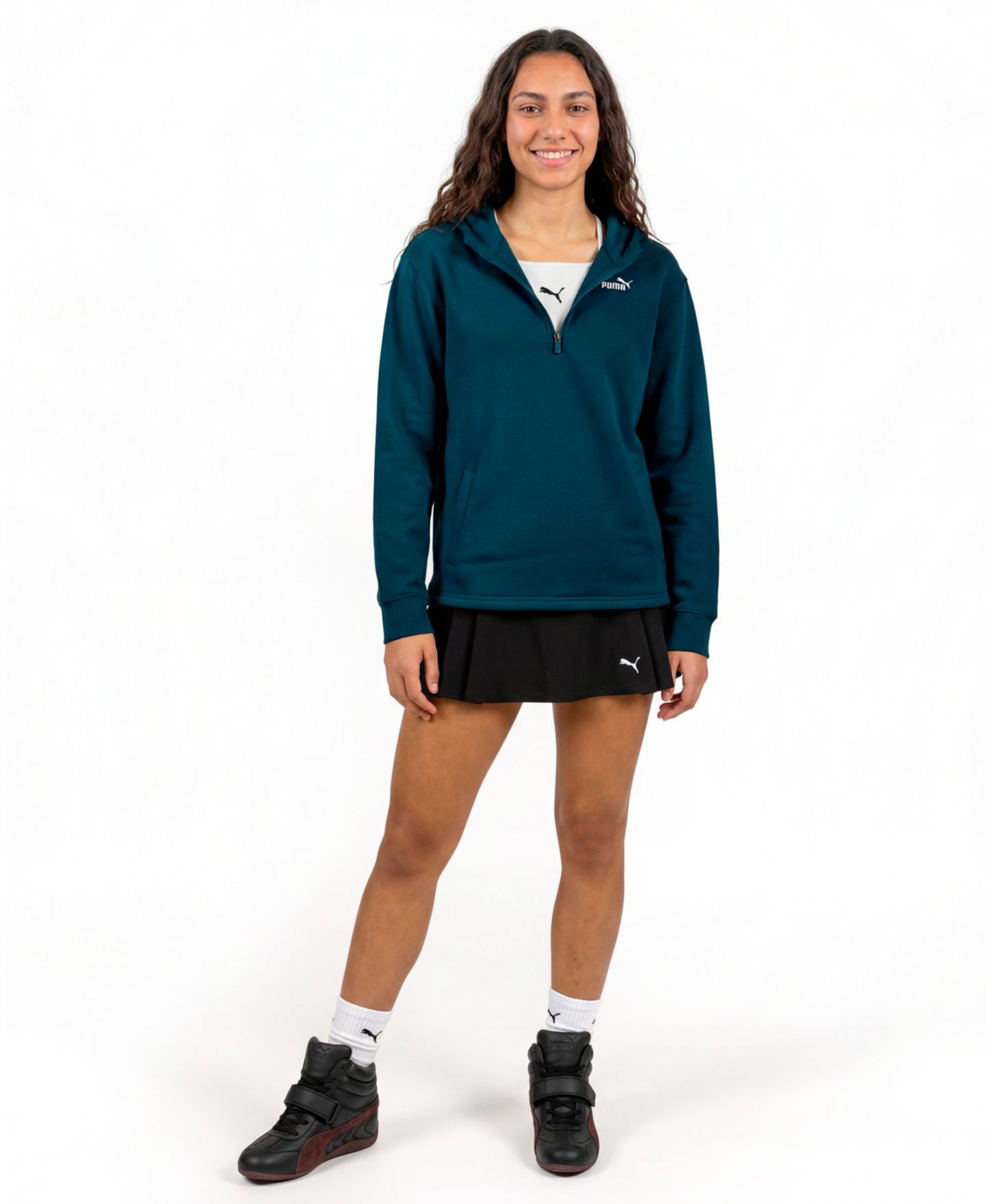 Женское худи Puma Ess 1/2-Zip Standard Long-Sleeve Fleece, цвет: Тёмно-синий — фото 2