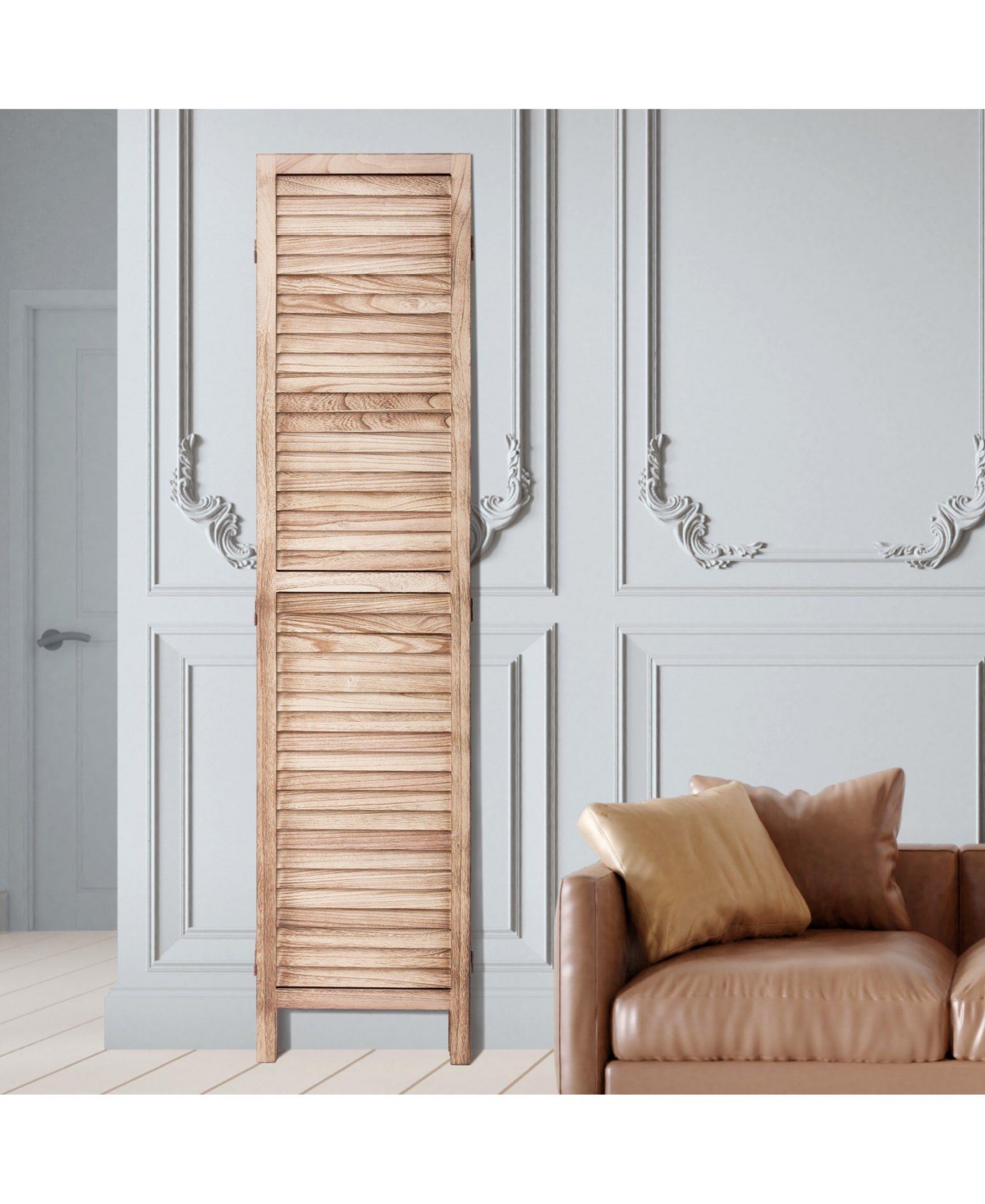 Slickblue 6 Panel Louvered Wood Room Divider, Folding Privacy Screen for Living Room, Office & Restaurant