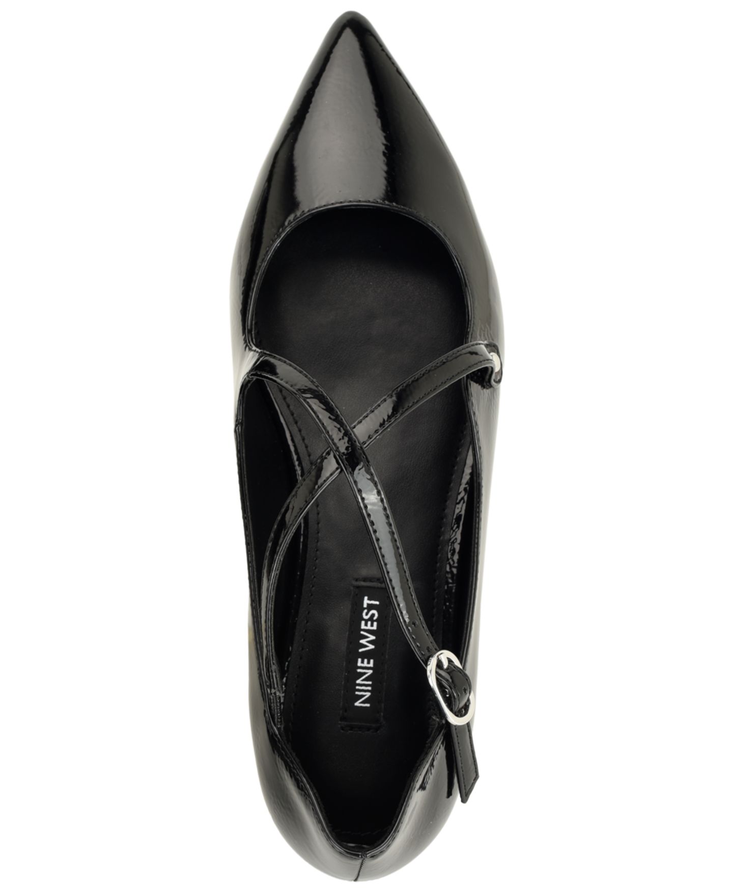 Женские балетки Nine West Jarry Crisscross Pointed Toe Dress Flats, цвет: Чёрный лаковый — фото 4