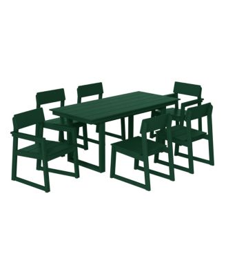 7-Piece Modern HDPE Outdoor Patio Dining Table Set With Umbrella Hole