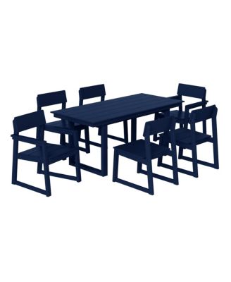 7-Piece Modern HDPE Outdoor Patio Dining Table Set With Umbrella Hole