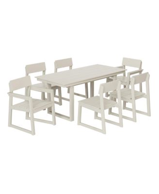 7-Piece Modern HDPE Outdoor Patio Dining Table Set With Umbrella Hole