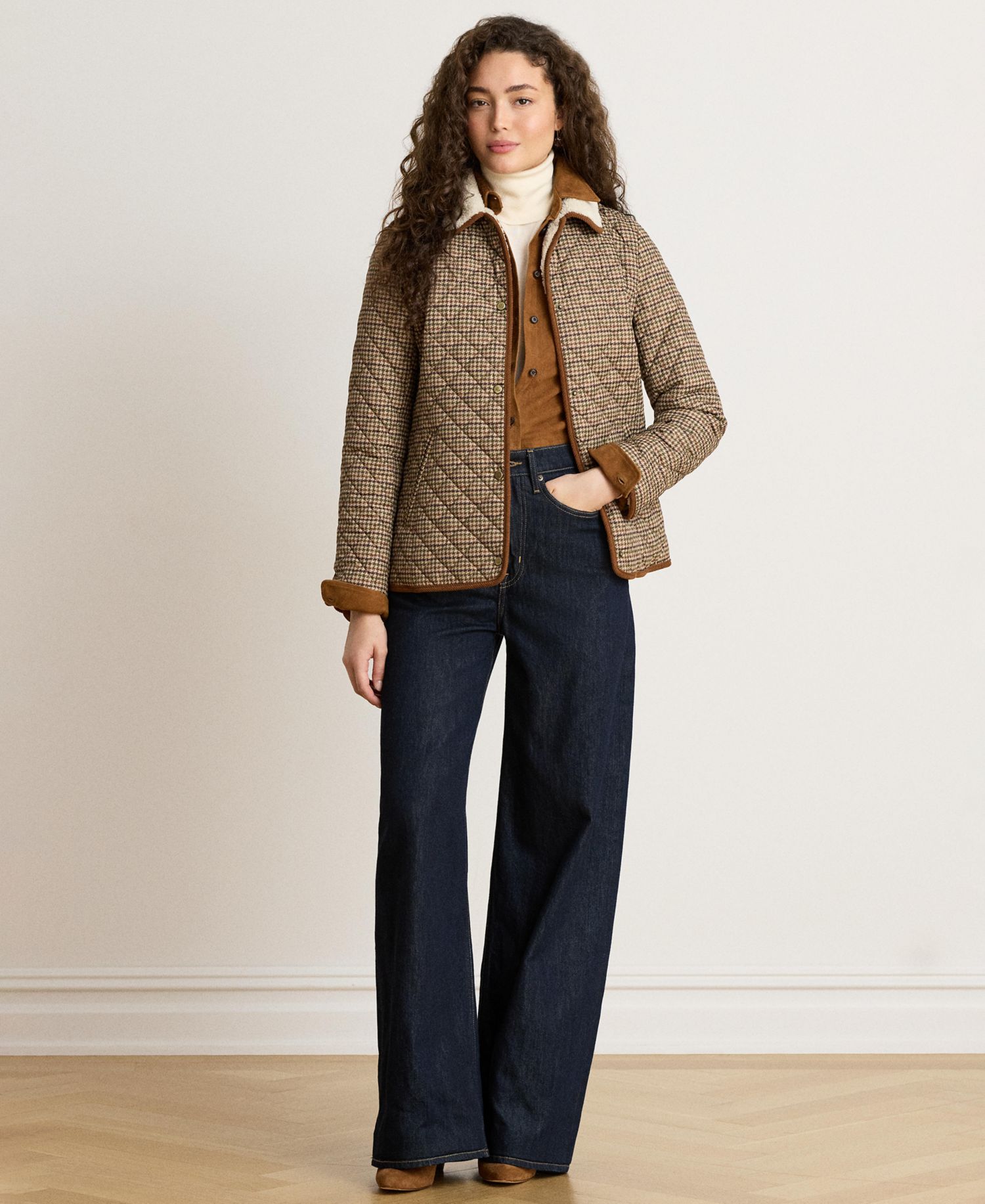 Women's Faux-Sherpa-Collar Quilted Coat