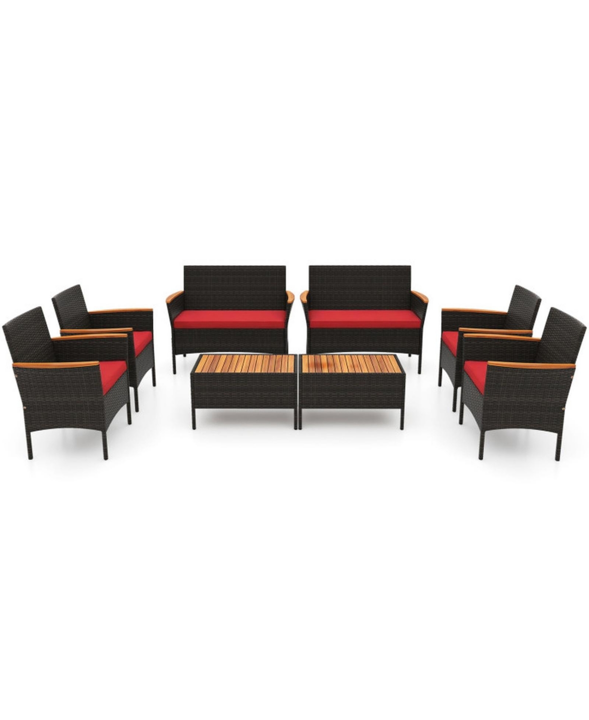 Gouun Patio Wicker Sofa Set 4 Armchairs 2 Loveseats and 2 Side Tables
