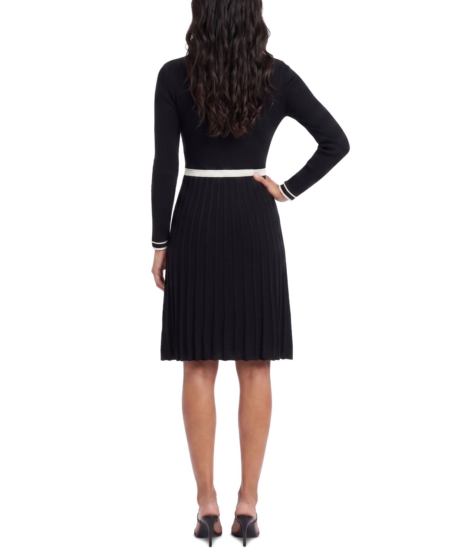 Petite Collared Button Front Sweater Dress