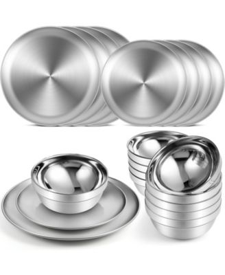 10 Sets Stainless Steel Camping Tableware Double Walled Insulated Serving Dishes