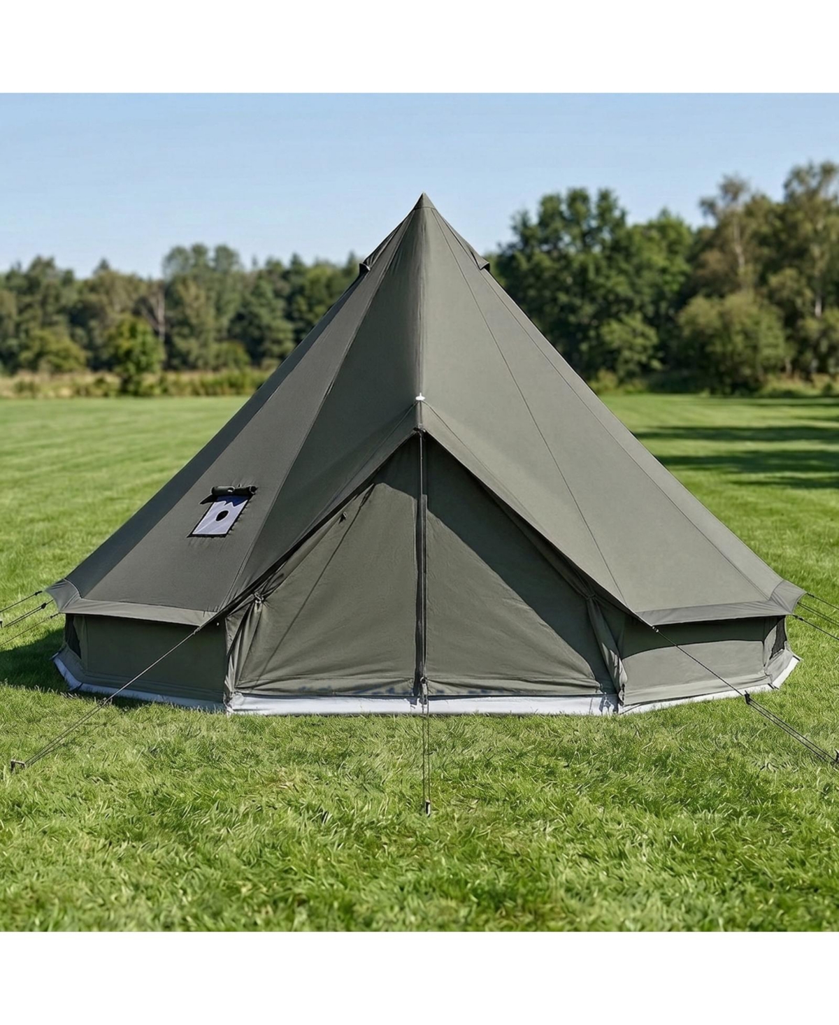 Hongge 4 Season Canvas Bell Tent 9.84 ft Yurt with Stove Jack and Zipped Detachable Floor for 2 to 3 Campers
