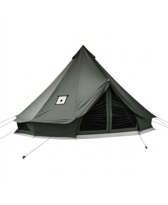 4 Season Canvas Bell Tent 9.84 ft Yurt with Stove Jack and Zipped Detachable Floor for 2 to 3 Campers