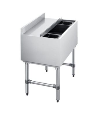 Commercial 65.1 Qt Ice Bin 24 x 19 x 33 inches Stainless Steel Cooler Cart with Sliding Lid
