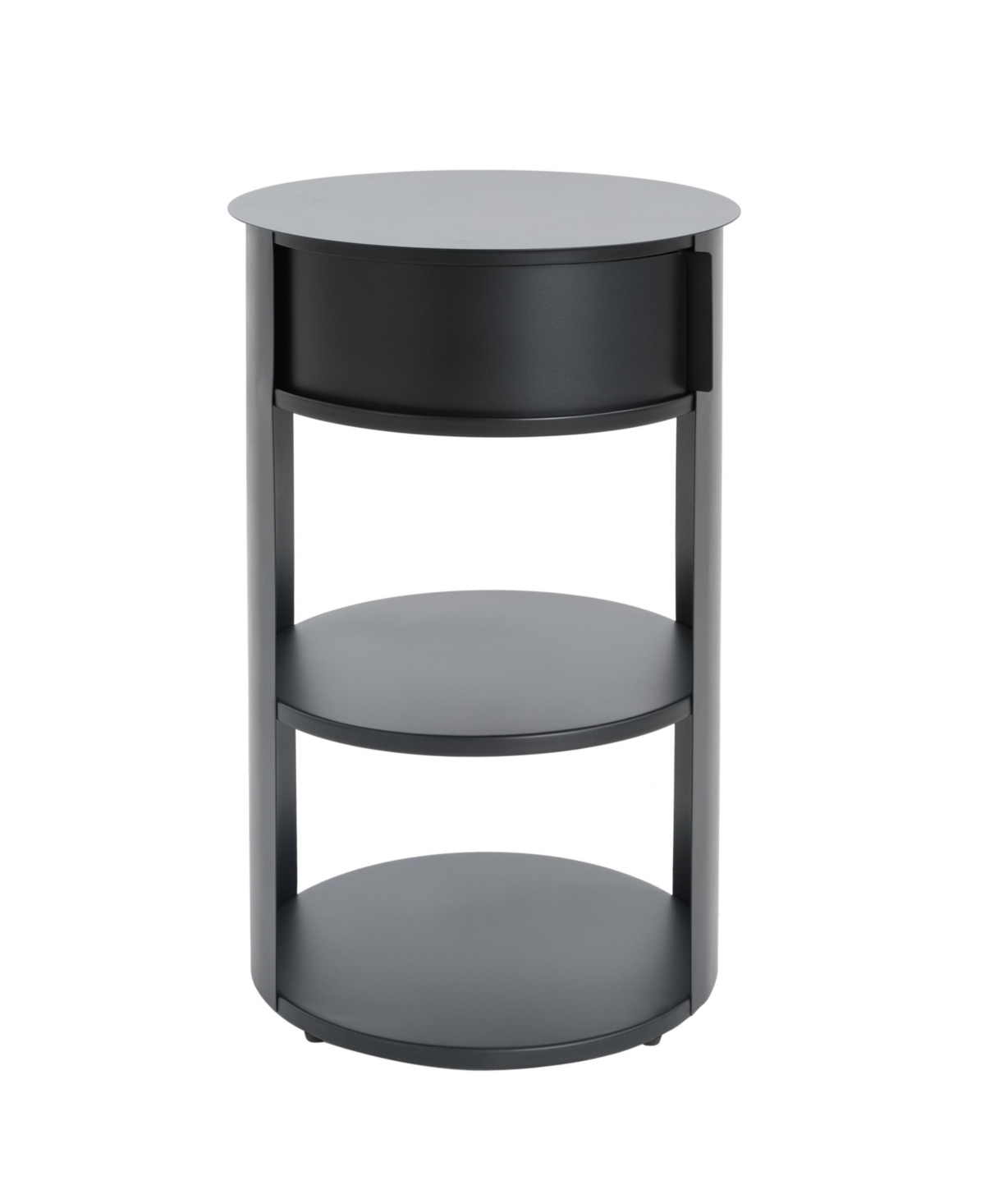 Flynama 3-Tier Metal Round Side Table with Cabinet