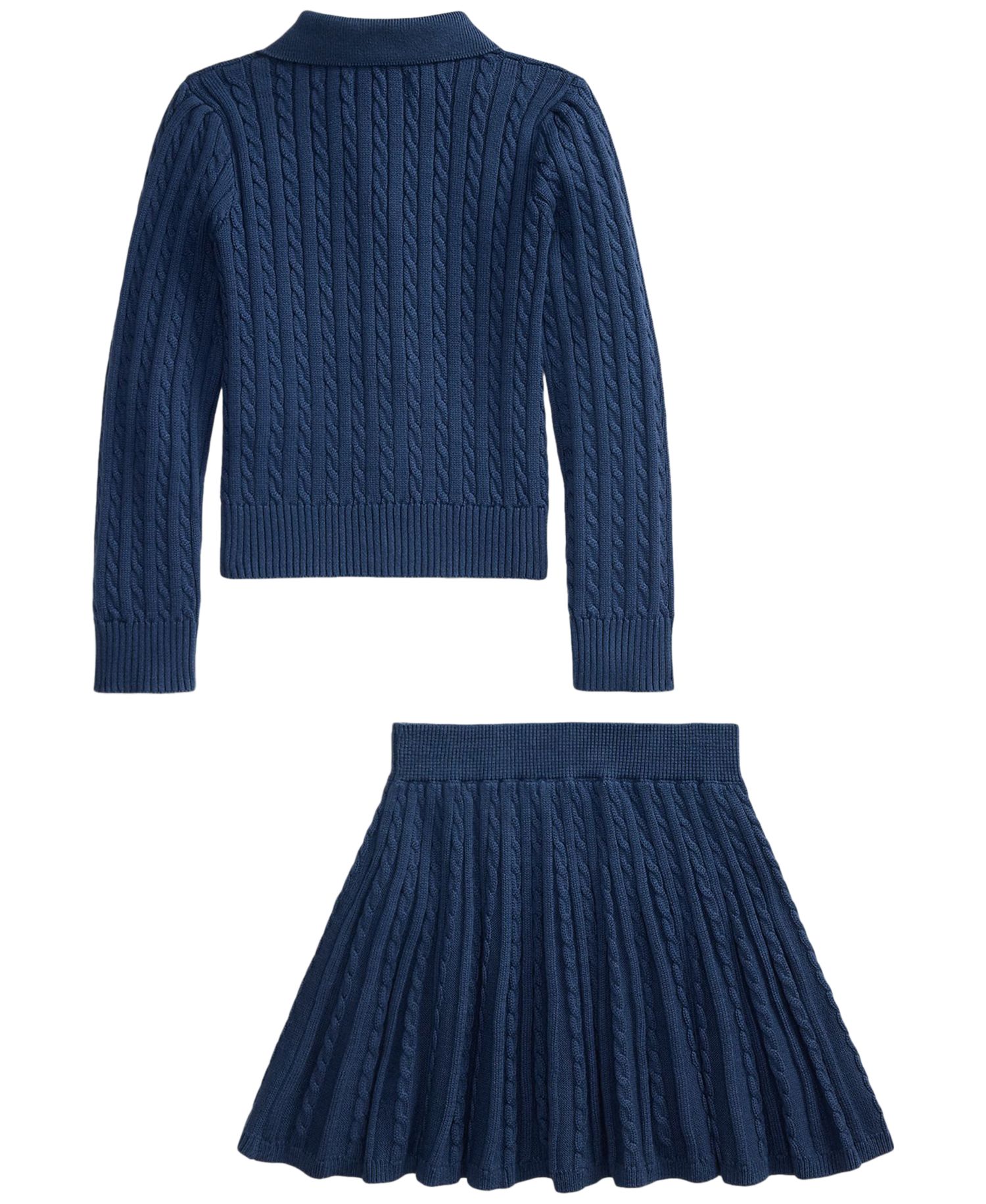 Girls' 2T-6X Cotton Polo Cardigan and Skirt, 2-Piece Set