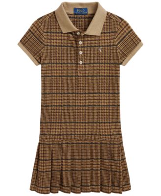 Girls' 2T-6X Tweed-Print Stretch Mesh Polo Dress