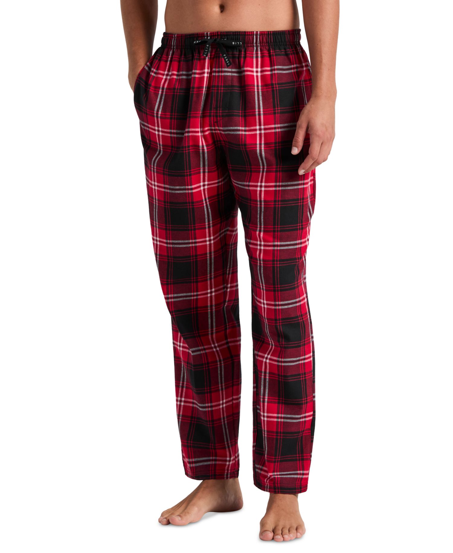 Men's Deluxe Touch Crewneck T-Shirt and Flannel Plaid Pants, 2-Piece Set