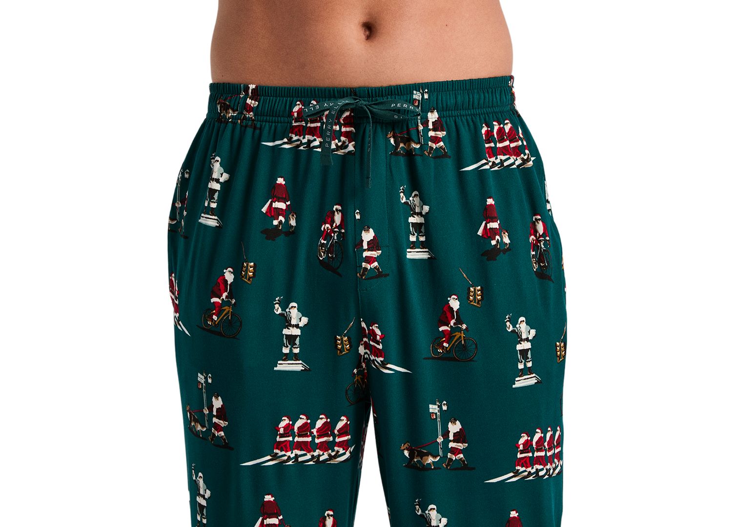Men's Deluxe Touch City Santa's Holiday Drawstring-Waist Sleep Pants