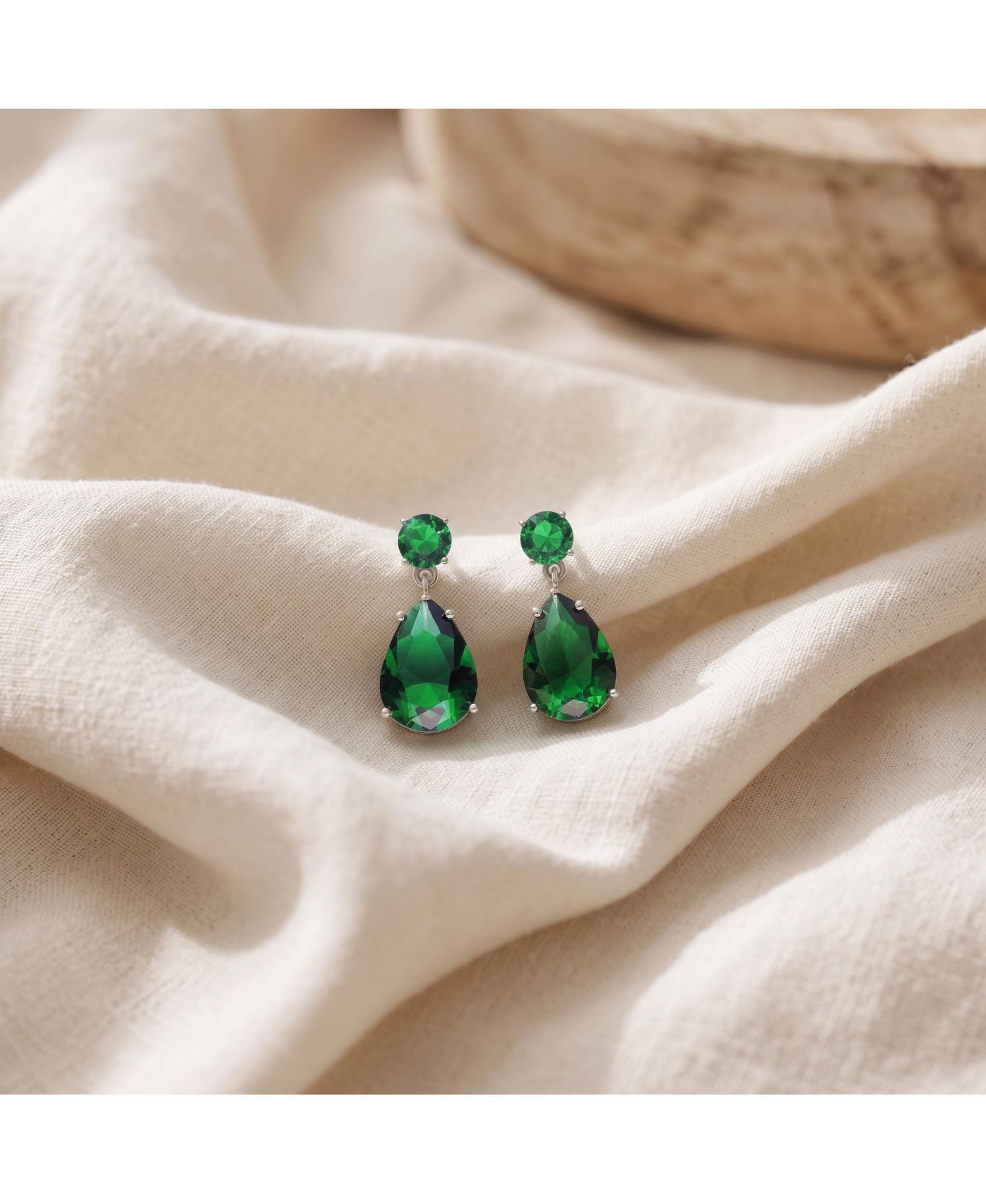 Radiant Sterling Silver White Gold Plated CZ Drop Earrings