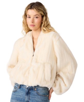 Women's Mavis J Jacket Hooded Faux-Fur Cropped Jacket