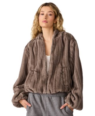 Women's Mavis J Jacket Hooded Faux-Fur Cropped Jacket