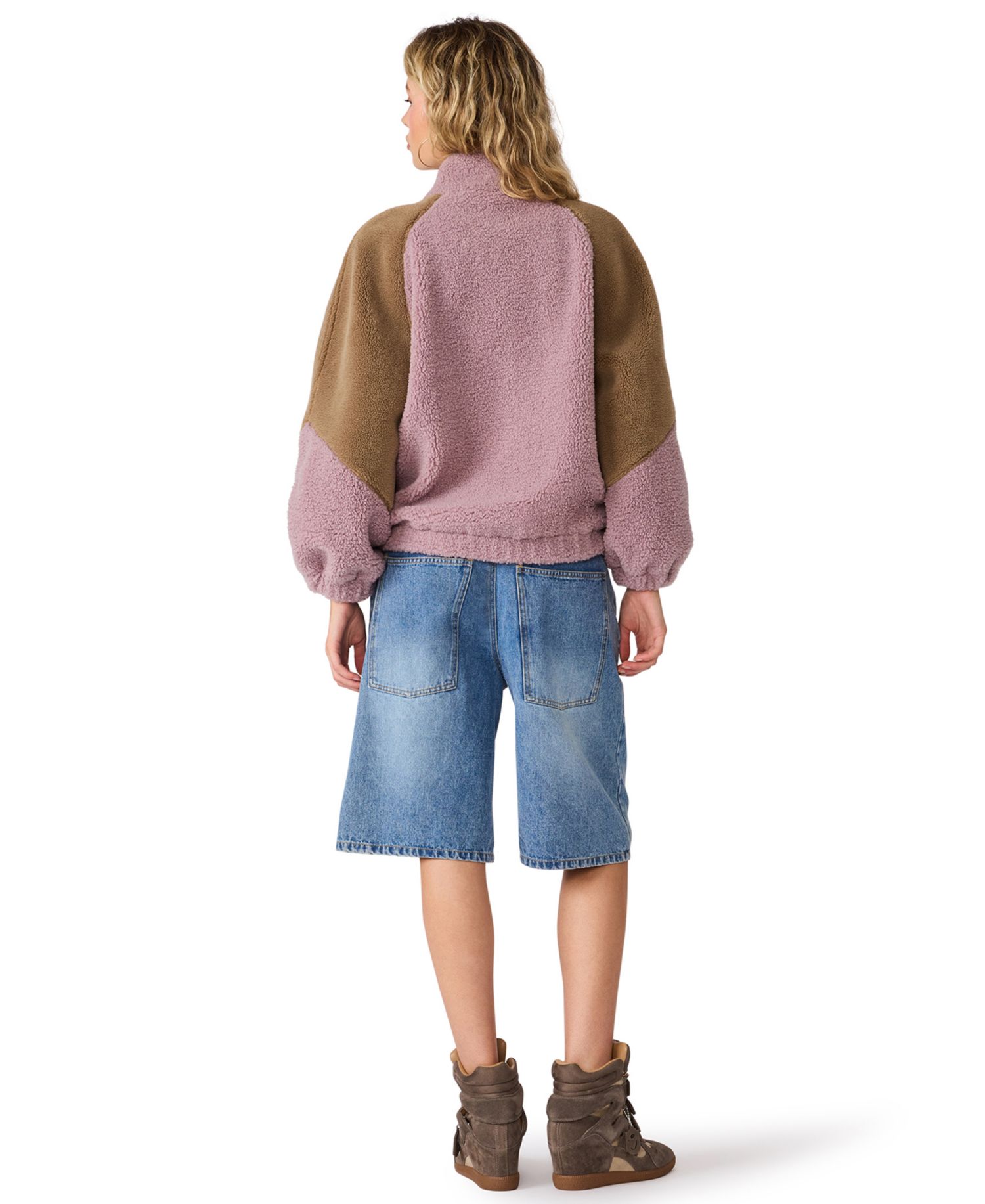 Women's Nina Colorblock Sherpa Stand Collar Jacket