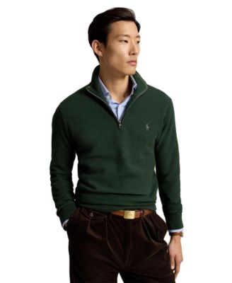 Men's Mesh-Knit Cotton Quarter-Zip Sweater
