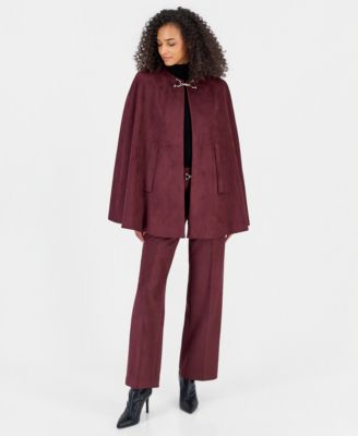 Women's Scuba Suede Long Cape & Pull-On Wide-Leg Pants