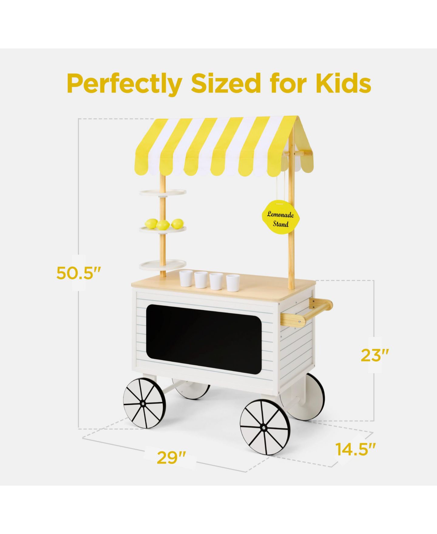Детские игрушки Best Choice Products Kids Lemonade Stand Canopy Chalkboard Wheels 8-Piece Play Kitchen, Ages 3+ — фото 2