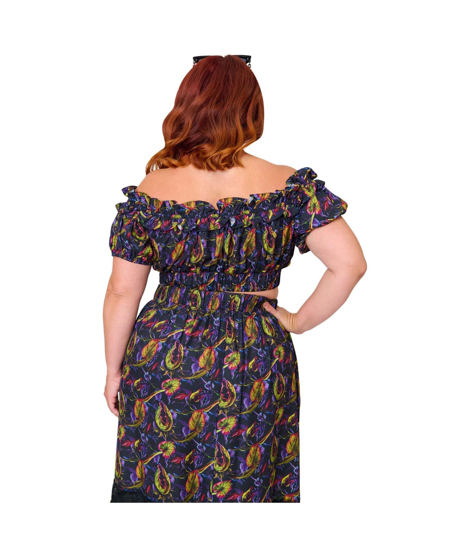 Plus Size 1970s Ruffle Up Crop Top