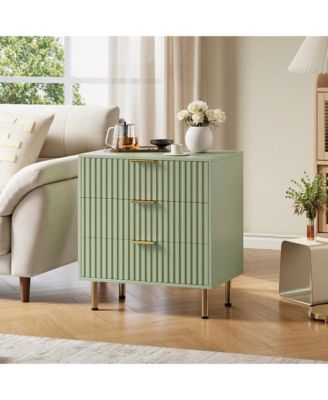 Modern Fluted 3 Drawer Dresser, Wide Chest of Drawers with Deep Storage, Wooden Bedroom Organizer, Bedside Table Side Table for Living Room