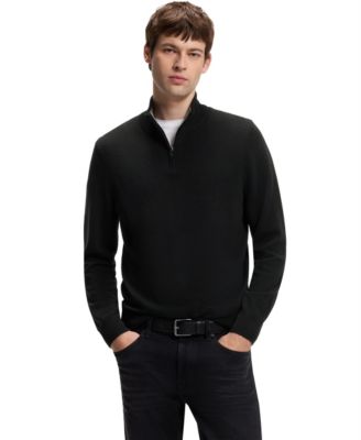 BOSS by Men's Wool-Cashmere Zip-Neck Regular-Fit Sweater