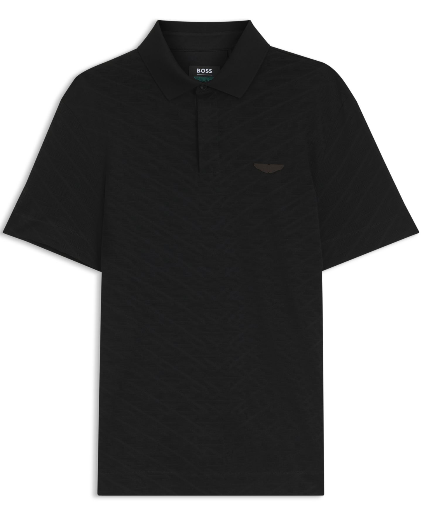 Мужское поло Hugo Boss x Aston Martin Men'sCotton Mercerized Cotton Jacquard Regular-Fit Polo Shirt, цвет: Чёрный — фото 3