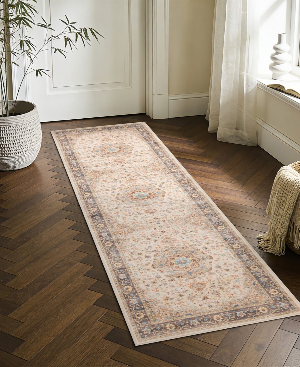 Mink Home Homewell Machine Washable HAM4002 2'x6'11" Runner Area Rug