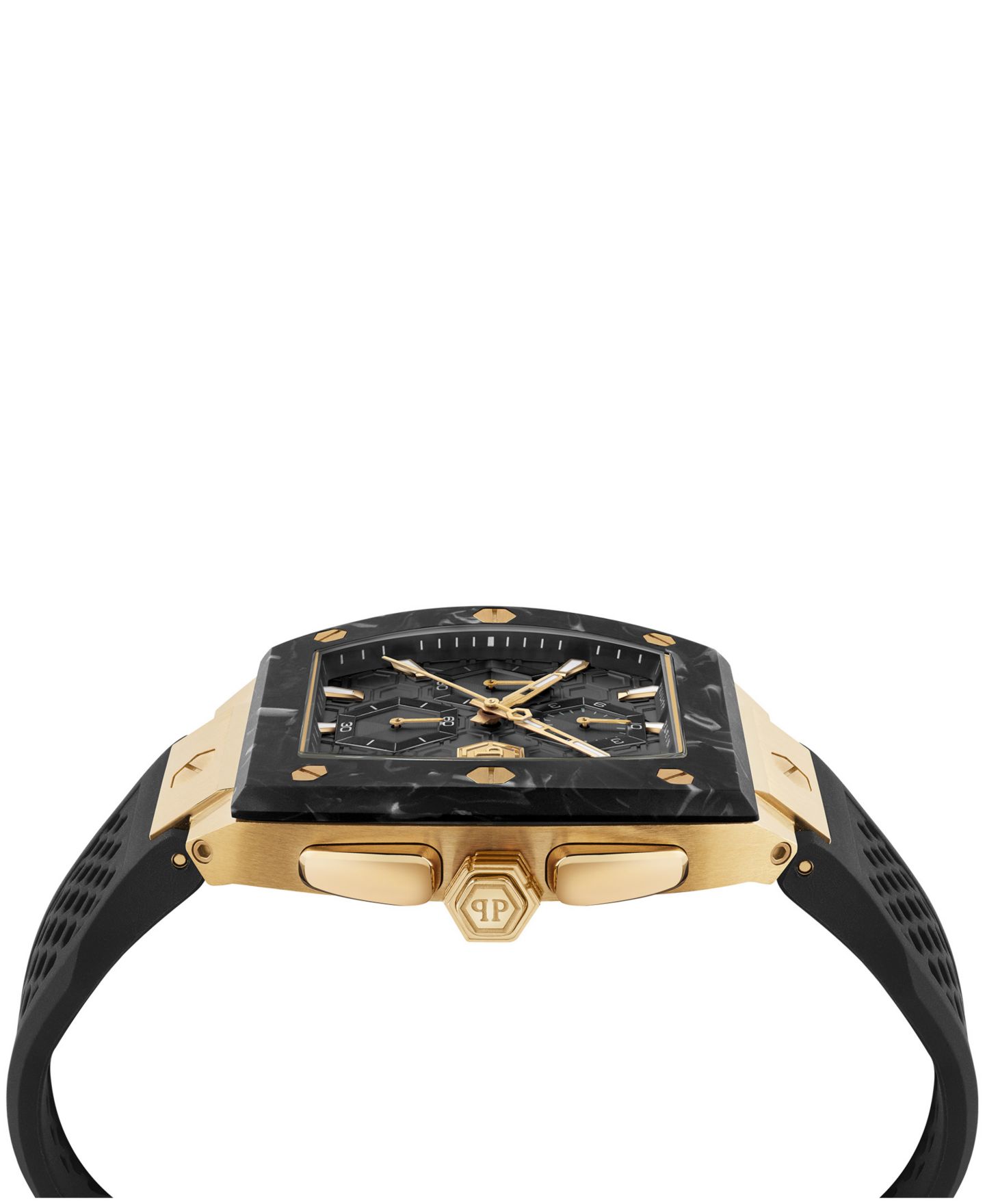 Мужские часы Philipp Plein Hexagon Phantom Black Silicone Strap Watch 44mm — фото 2