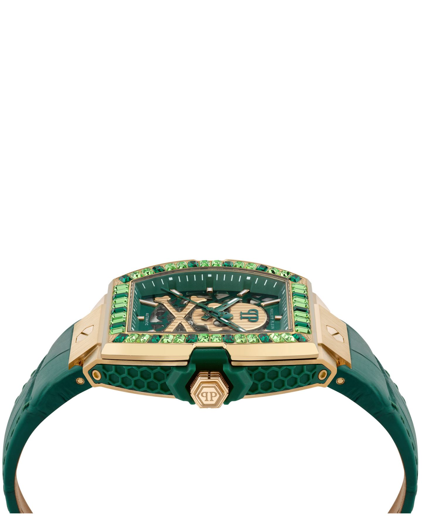 Мужские часы Philipp Plein Skeleton 2.0 Green Calf Leather Strap Watch 44mm — фото 2